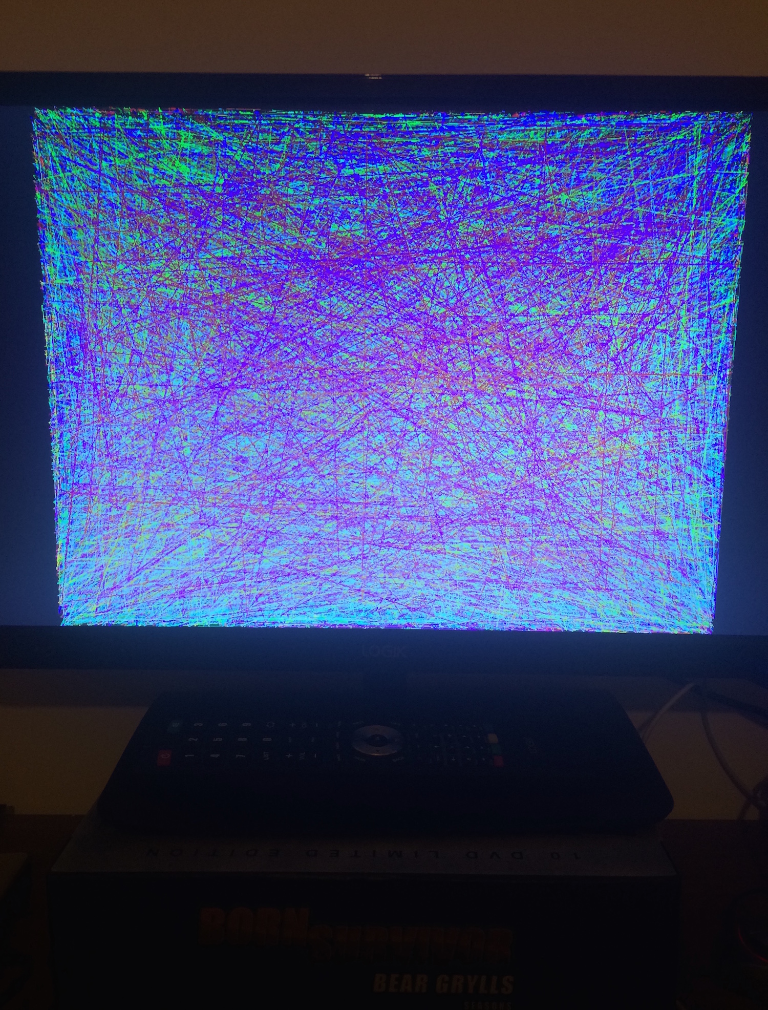 computer screen with lines on it